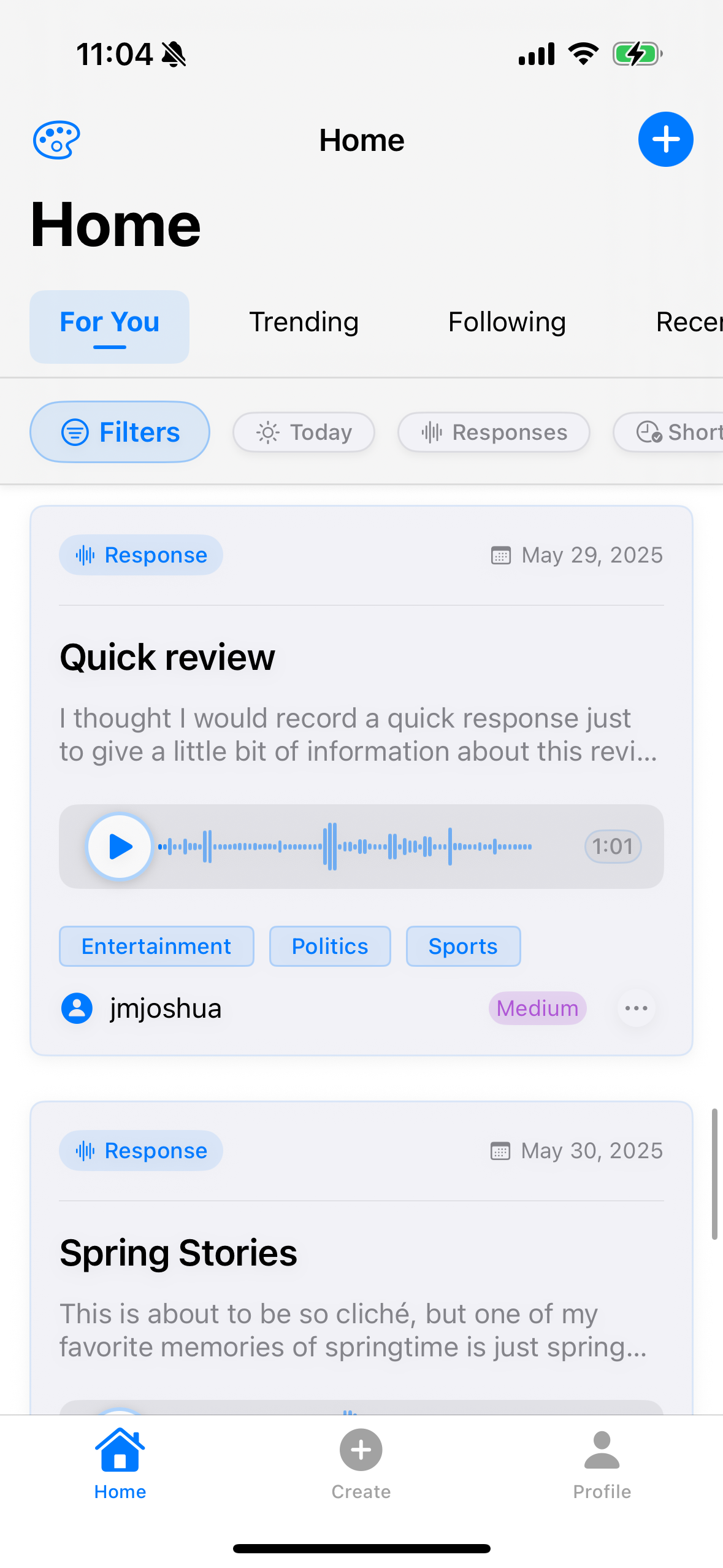 AudioSocial Home Feed