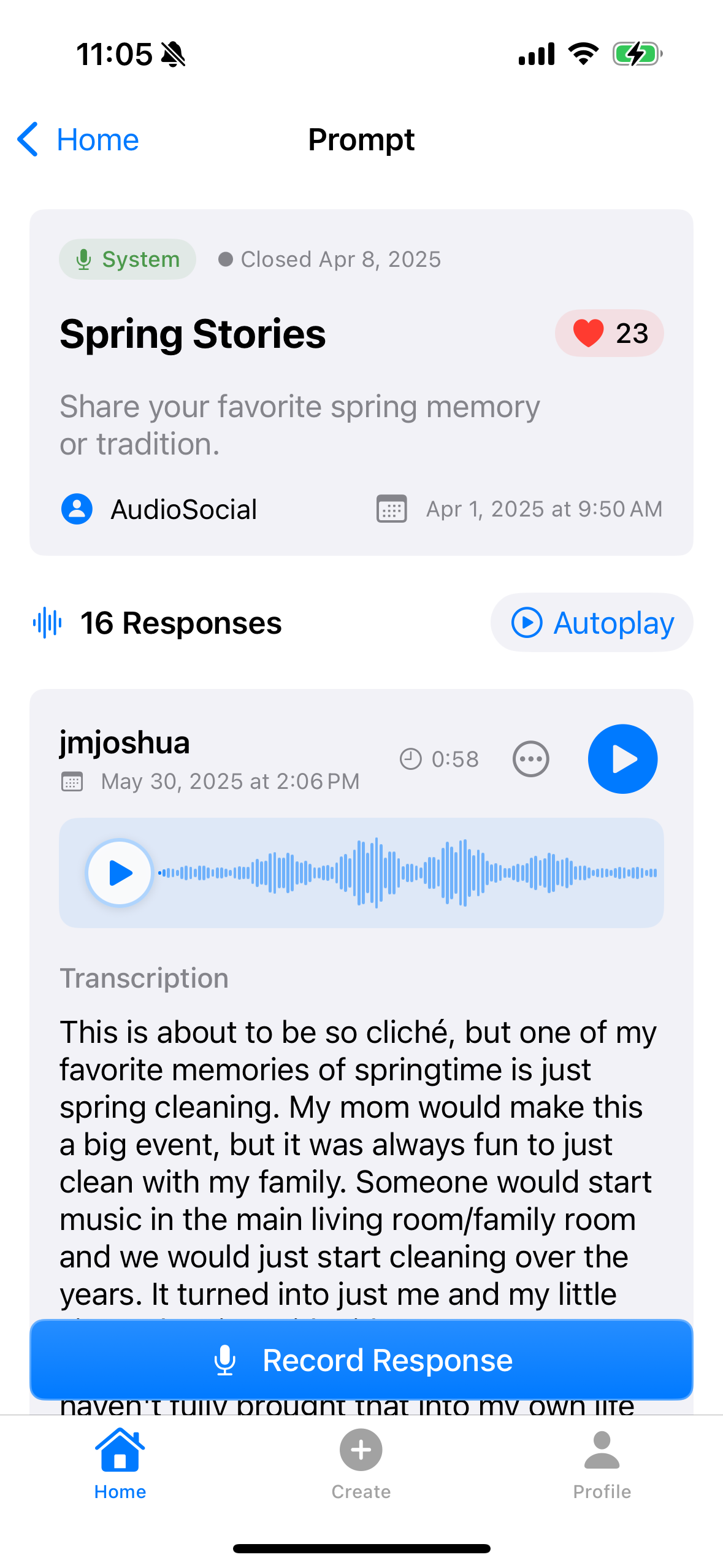 AudioSocial Prompt Detail